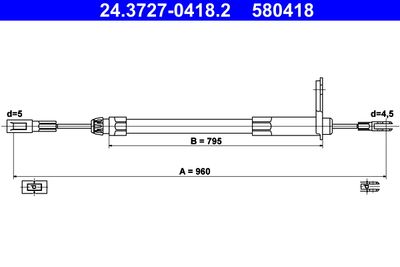 Тросик, cтояночный тормоз ATE 24.3727-0418.2 для MERCEDES-BENZ CLK