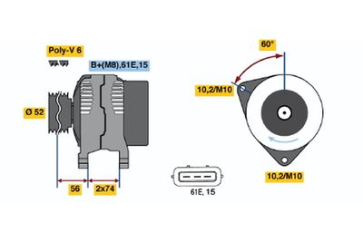 GENERATOR / ALTERNATOR BOSCH 0123325011