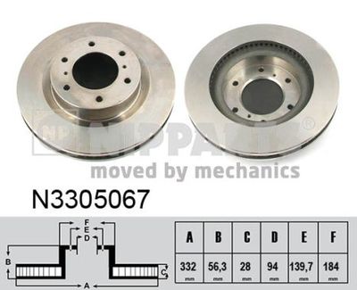 NIPPARTS N3305067 Тормозные диски для MITSUBISHI PAJERO IV Van (V9_, V8_, V8_V)