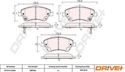 BREMSBELAGSATZ SCHEIBENBREMSE DR!VE+ DP1010100204 2