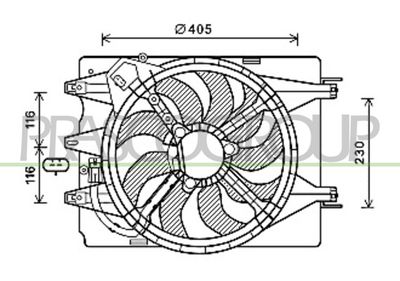 PRASCO FT040F003 Вентилятор системы охлаждения двигателя  для FIAT 500L (Фиат 500л)
