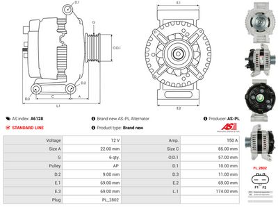 GENERATOR / ALTERNATOR AS-PL A6128 4