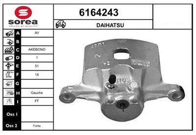 STARTCAR 6164243 Тормозной суппорт для DAIHATSU CHARADE IV (G200, G202) 1.5 HG STARTCAR 6164243 Тормозной суппорт для DAIHATSU CHARADE IV (G200, G202) 1.5 HG