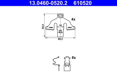 ATE 13.0460-0520.2 Скобы тормозных колодок  для AUDI A8 (Ауди А8)
