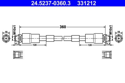 ATE 24.5237-0360.3 Тормозной шланг  для AUDI A8 (Ауди А8)