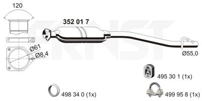 Средний глушитель выхлопных газов ERNST 352017 для MERCEDES-BENZ C-CLASS