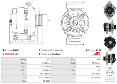 GENERATOR / ALTERNATOR AS-PL A9443S 4