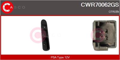 Выключатель, стеклолодъемник CASCO CWR70062GS для CITROËN C3