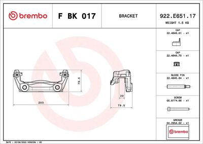 Mocowanie zacisku hamulca - zestaw BREMBO F BK 017
