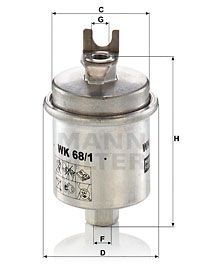 Топливный фильтр MANN-FILTER WK 68/1 x для HONDA PRELUDE