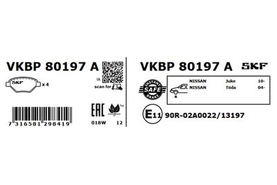 Brake Pad Set, disc brake VKBP 80197 A