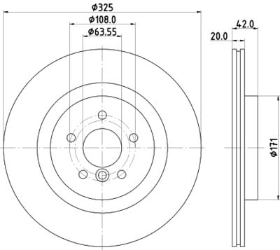 Тормозной диск HELLA 8DD 355 133-211 для JAGUAR XE