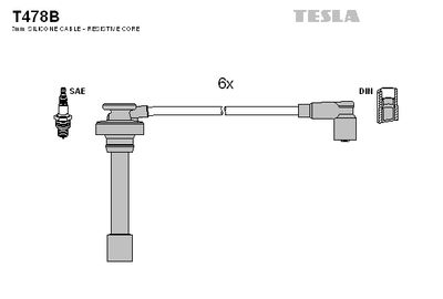 Комплект проводов зажигания TESLA T478B для CHRYSLER STRATUS