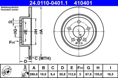 Тормозной диск ATE 24.0110-0401.1 для BMW X2