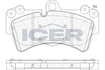 комплект спирачно феродо, дискови спирачки ICER