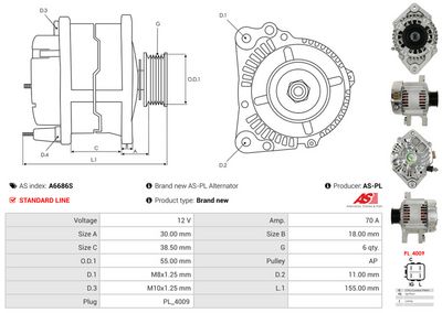 GENERATOR / ALTERNATOR AS-PL A6686S 4
