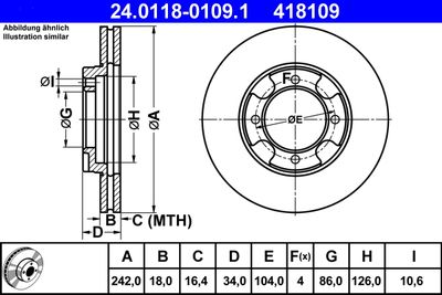 Тормозной диск ATE 24.0118-0109.1 для MITSUBISHI CORDIA