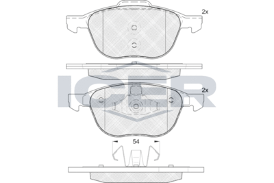 Zestaw klocków hamulcowych, hamulce tarczowe ICER 181617-202