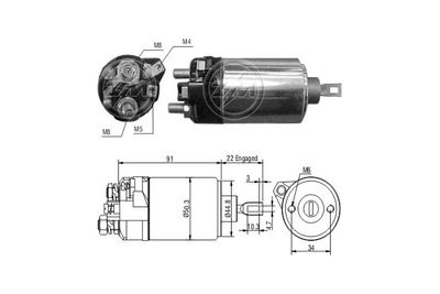 Тяговое реле, стартер ERA ZM628 для VW PASSAT