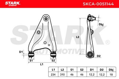 носач, окачване на колелата STARK SKCA-0051144