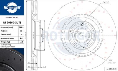спирачен диск ROTINGER RT 20260-GL T3