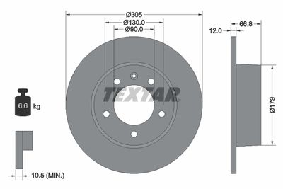 TEXTAR 92111203 Тормозные диски  для NISSAN INTERSTAR (Ниссан Интерстар)