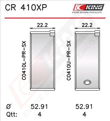 Черупка на биелен лагер KING CR 410XP 010