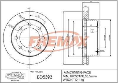 Тормозной диск FREMAX BD-5393 для DODGE RAM