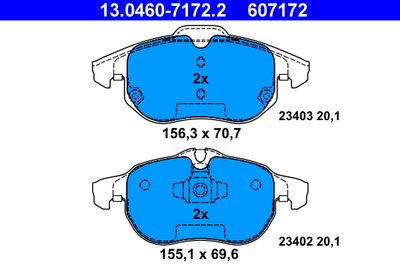 Комплект тормозных колодок, дисковый тормоз ATE 13.0460-7172.2 для FIAT CROMA