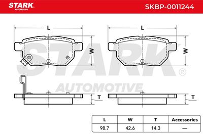 комплект спирачно феродо, дискови спирачки STARK SKBP-0011244