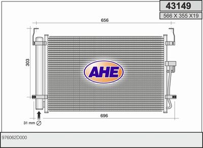 AHE 43149 Радиатор кондиционера  для HYUNDAI TIBURON (Хендай Тибурон)