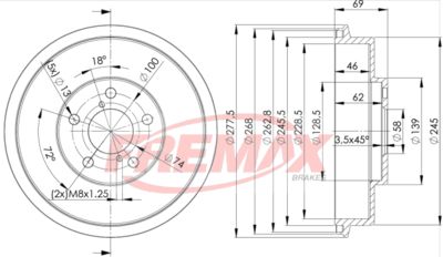 Тормозной барабан FREMAX BD-4703 для SUBARU IMPREZA