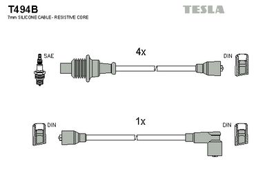 Sada kabelů pro zapalování TESLA T494B