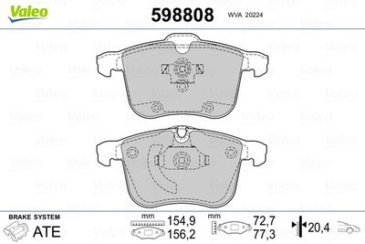 Комплект тормозных колодок, дисковый тормоз VALEO 598808 для HYUNDAI GRAND SANTA FE