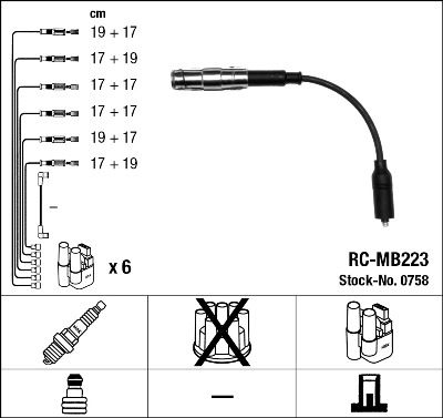 Комплект проводов зажигания NGK 0758 для MERCEDES-BENZ VITO
