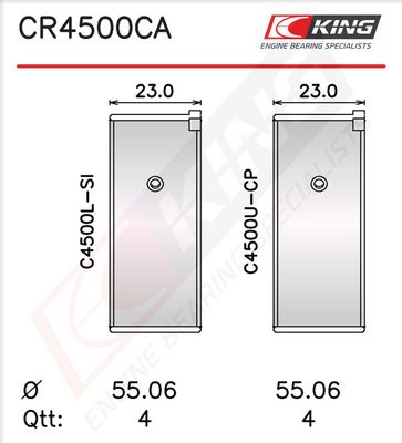 Черупка на биелен лагер KING CR4500CA0.75