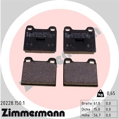 Комплект тормозных колодок, дисковый тормоз ZIMMERMANN 20228.150.1 для AUDI 50