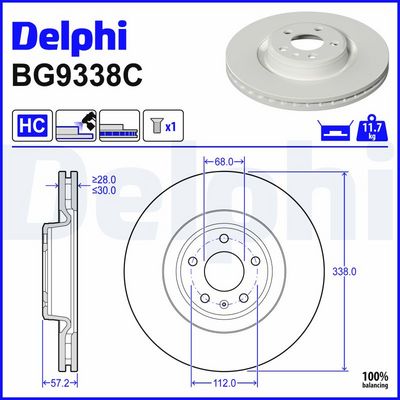 спирачен диск DELPHI BG9338C