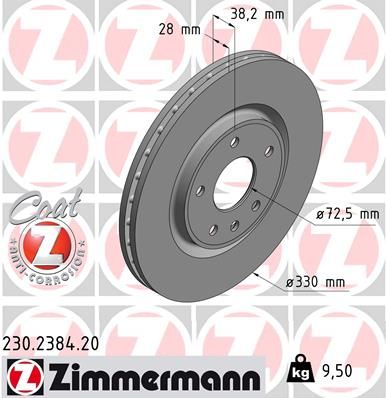 Тормозной диск ZIMMERMANN 230.2384.20 для LANCIA VOYAGER