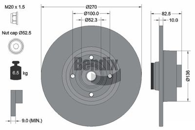BENDIX Braking BDS1108 Тормозные диски  для RENAULT MEGANE II универсал (KM0/1_) 1.9 dCi