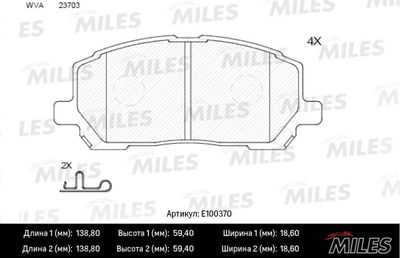 Комплект тормозных колодок, дисковый тормоз MILES E100370 для TOYOTA HIGHLANDER
