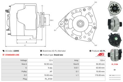GENERATOR / ALTERNATOR AS-PL A3095 4