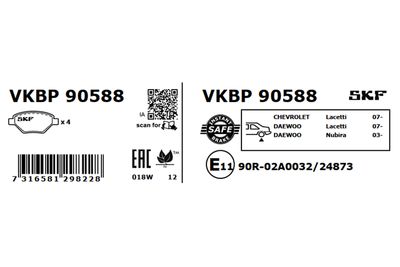 Brake Pad Set, disc brake VKBP 90588