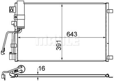 Конденсатор, кондиционер MAHLE AC 605 000S для NISSAN QASHQAI
