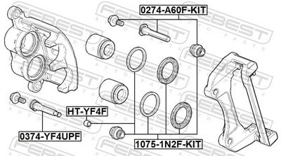 Korjaussarja, jarrusatula FEBEST 1075-1N2F-KIT