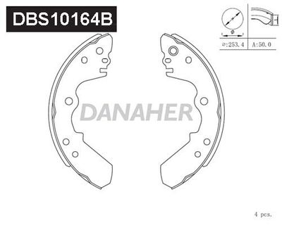 DANAHER DBS10164B Ремкомплект барабанных колодок  для ISUZU TROOPER (Исузу Троопер)