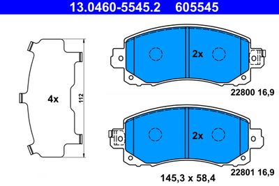 Комплект тормозных колодок, дисковый тормоз ATE 13.0460-5545.2 для SUBARU XV