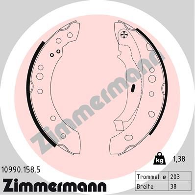 ZIMMERMANN 10990.158.5 Гальмівні колодки барабанні 