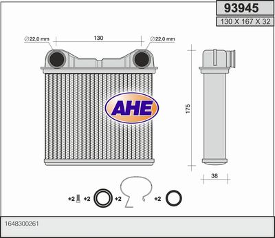 Теплообменник, отопление салона AHE 93945 для MERCEDES-BENZ GL-CLASS
