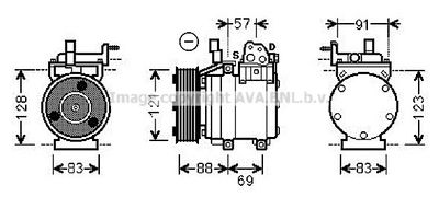 Компрессор, кондиционер AVA QUALITY COOLING HYK258 для HYUNDAI H-1